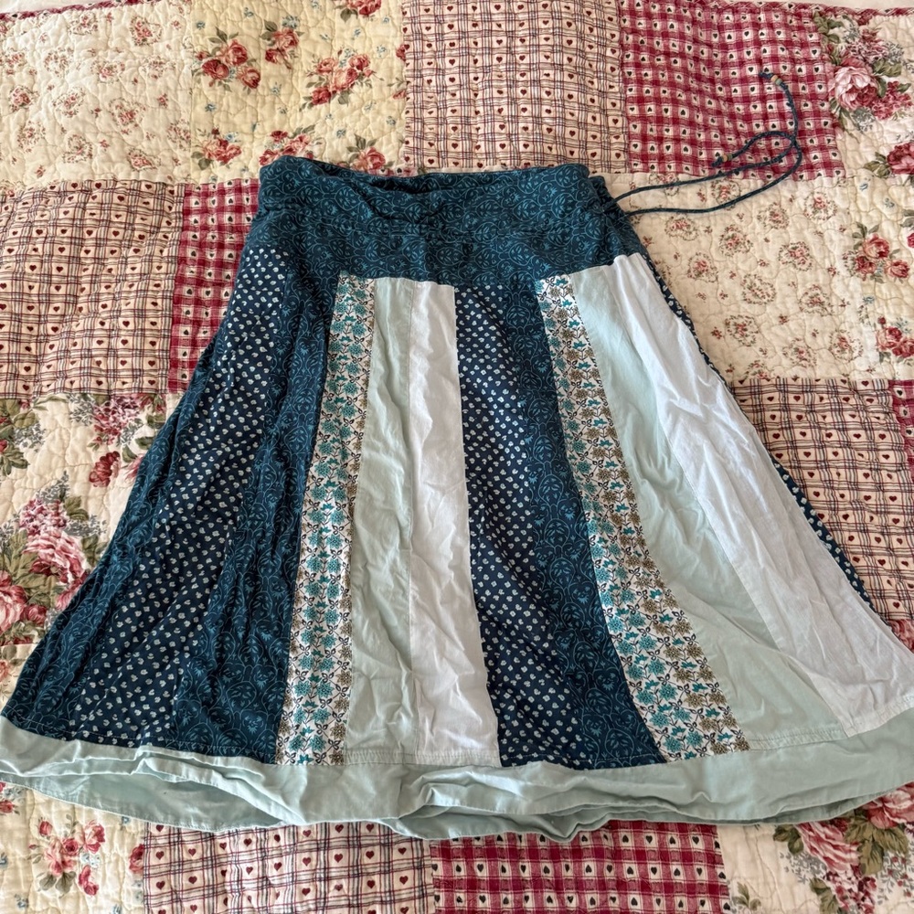 Elegant Teal Patchwork Skirt